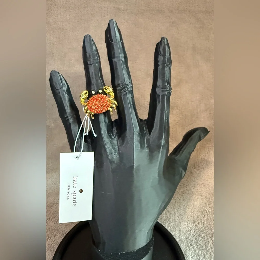 🎉HOST PICK🎉♠️🦀♠️KATE SPADE♠️🦀♠️Shore Thing Pave Crab Ring with Dust Bag/NWT - Picture 4 of 8